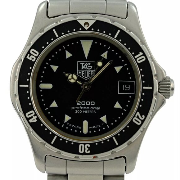 Tag Heuer 34mm Midsize 2000 Series Professional SS Black Dial Watch - Picture 1 of 8